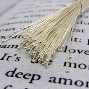 100 Pcs - 25mm Silver Plated Ball Head Pins Dainty Jewellery Craft Findings J116