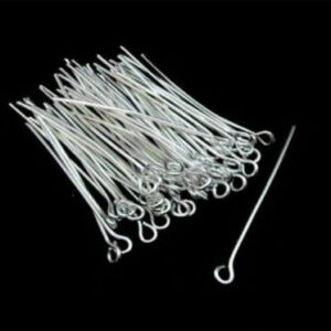 100 Pcs - 24mm Silver Plated Eye Pins Jewellery Craft Findings i141