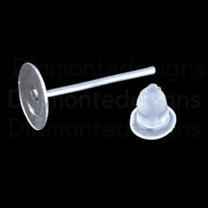 12mm x 4mm Silver Plated Earring Posts & 5mm Rubber Earring Backs Jewellery