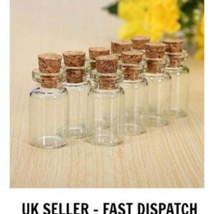 Miniature Glass Bottles / Vials & Cork Stopper Storage Pendant