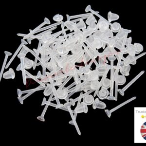 Allergy Free Transparent Plastic Stud Earring Stem's / Posts & Rubber Backs