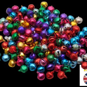 50 Pcs - 6mm Mixed Colour Christmas Bells Charm Pendant Jewellery Beads L21