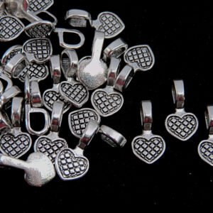 Tibetan Silver Heart Glue on Bails - 16mm Pendant Cabochon Jewellery Findings UK
