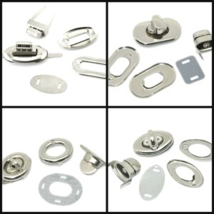 2 Complete Twist Lock Clasp Sets & Snap Clasp for Purses Bags Clasps Fastener ML
