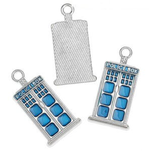 3 Pcs - Police Box Dr Who Tardis Charms - 27mm - TV Enamel Pendants C184