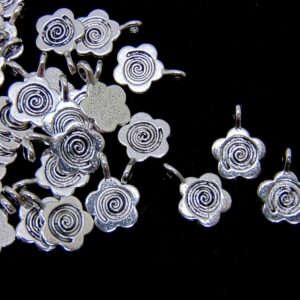 15 Pcs - Tibetan Silver Flower Glue on Bails Pendant Cabochon Findings A49