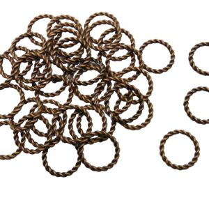 20 Pcs Antique Bronze 15mm Twisted Closed Connector Jump ring Linking Ring K107