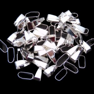 100 Pcs - 11mm Silver Plated Spring Pinch Bails Jewellery Craft Findings D157