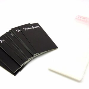 100 x Black Earring Display Cards With Bags 90mm x 50mm Jewellery Tools E333