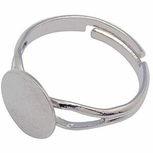 10 Pcs - Silver Plated Adjustable Ring Blanks 10mm Flat Pad Glue Jewellery D67