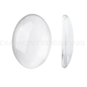 Transparent Glass Oval Cabochons 25mm x 18mm Domed Cameo Flat Back UK
