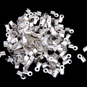 9mm Silver Plated Folding End Tips Necklace Cord Tips Ribbon Ends