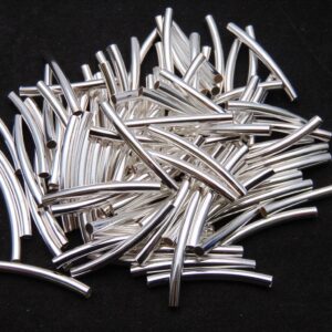 50 Pcs - 30mm Silver Plated Curved Tube Spacer Beads Jewellery Beading E193