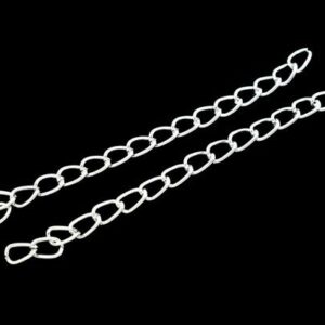 50 Pcs - Silver Plated Extender Chain 5.5mm x 4mm Links Extended 50mm Each Length D272