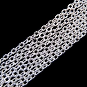 2 Metres Silver Plated Flat Oval Link Chain Jewellery Beads 4mm x 3mm Links i183