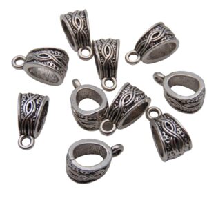 10 Pcs - Tibetan Silver Hollow Jewellery Bails European Size Craft Beading i204