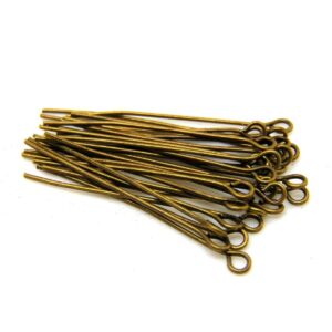 100 Pcs - 35mm Antqiue Bronze Coloured Eye Pins Jewellery Findings Craft L44
