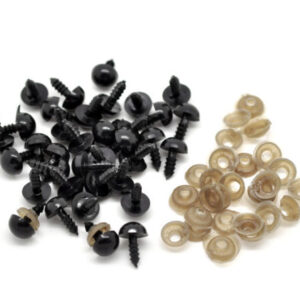 8mm Push Fit Black Acrylic Toy Teddy Eyes Amigurumi Soft Fitting UK