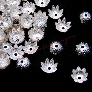 100 Pcs - 10mm Silver Plated Flower Petal Style Bead Caps Jewellery Findings Craft UK - A72