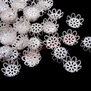 50 Pcs - 15mm Silver Plated Filigree Bead Caps Jewellery Findings Craft A121