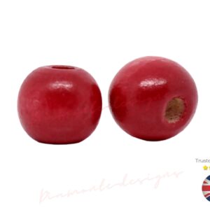 100 Pcs - Red 10mm x 9mm Wooden Spacer Beads Kids Jewellery Craft Beading A277