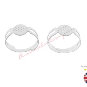 Silver Plated Adjustable Ring Blanks 8mm Flat Pad Glue Jewellery UK SELLER
