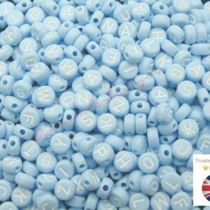 7mm Baby Blue Acrylic Alphabet Letter Beads Round Jewellery Dummy