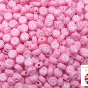 7mm Baby Pink Acrylic Alphabet Letter Beads Round Jewellery Dummy
