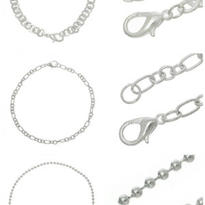 12 Pcs - Silver Plated Link Bracelet 's With Lobster Clasps Jewellery Craft UK SELLER