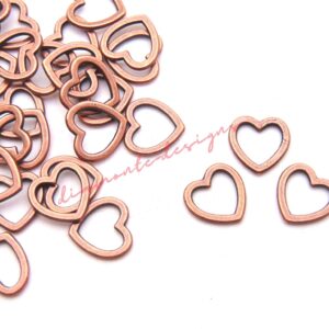 20 Pcs - Red Copper 10mm Linking Heart Connectors Ring Rings Jewellery Craft Beading UK D285