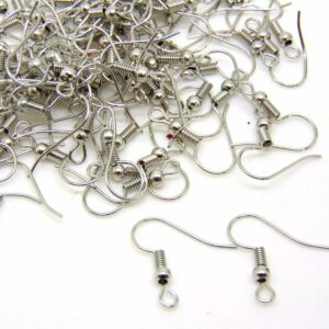 18mm Antique Silver Nickel Colour Plated Fish hook Earwires Jewellery Craft beading UK