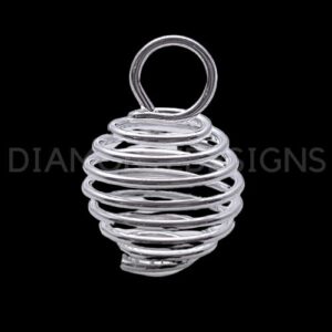 20 Pcs - Silver Plated 13mm x 9mm Wire Bead Cages Spiral Lantern Coil Charms J94