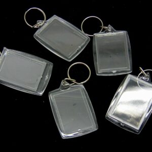 5 Pcs - Clear Acrylic Blank Keyrings / Key Ring 50mm x 40mm Photo Insert B156