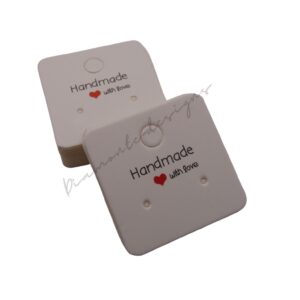50 Pcs - White Handmade with Love Earring Jewellery Display Business Cards Stud UK - F175