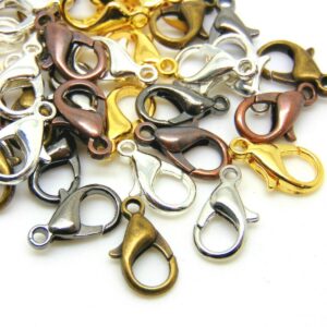 10mm - Randomly Mixed Colour Lobster Clasps Jewellery Findings - Silver & Gold Plated UK
