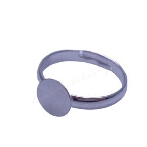 10 x Silver Plated Adjustable Ring Blanks 18mm Flat Pad Glue Jewellery A210