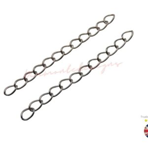 50 x Antique Silver Extender Chain 5.5 x 4mm Links Extended 50mm Length F109