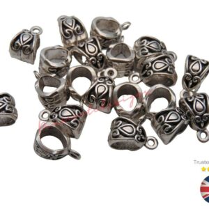 10 Pcs - Tibetan Silver Large Hollow Jewellery Bails European Bracelet Craft - C36