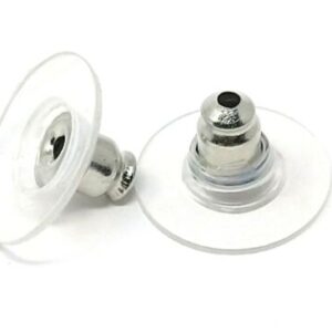 Antique Silver Plated Ear Nuts Stoppers Earring Backs 11mm x 7mm