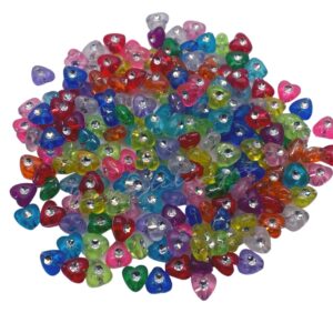 100 Pcs 8mm Acrylic Foil Heart Beads Mixed Colour Children's Beading D12
