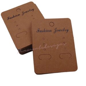 50 Pcs - Kraft Earring Jewellery Display Business Cards Stud - D56