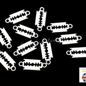 10 Pcs - Tibetan Silver Razor Blade Style Connectors Jewellery Charm Pendant Findings Craft Q81
