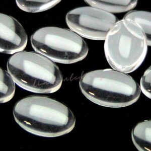 Transparent Glass Oval Cabochons 14mm x 10mm Domed Cameo Flat Bac