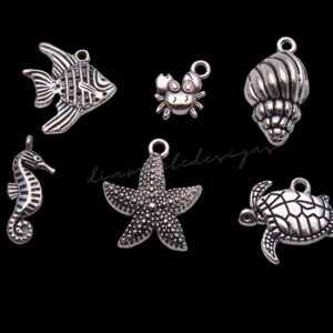Tibetan Silver Seaside / Beach / Holiday Theme Charm Pack Jewellery Craft J38