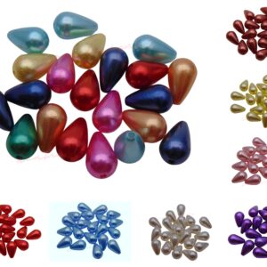 20 Pcs Acrylic Faux Pearl Teardrop Beads 16mm x 9mm Jewellery Drop Beading Craft