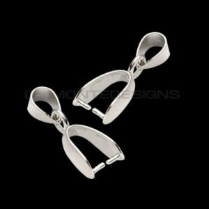 20 Pcs - Silver Plated Pendant Pinch Bails 15mm x 5mm Jewellery Making Bail i224