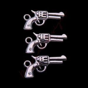 10 Pcs 21mm Tibetan Silver Hand Pistol Gun Charms Jewellery Sheriff i217