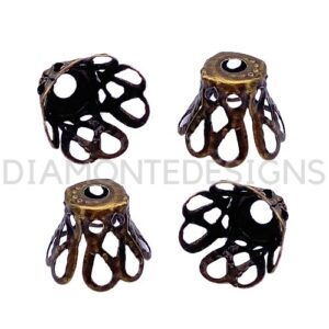 Antique Bronze 8.5mm Filigree Style Bell Bead Caps Jewellery Craft Findings UK