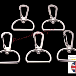 40mm D Shape Silver Coloured Lobster Trigger Swivel Clasps Snap Hook Keyring UK