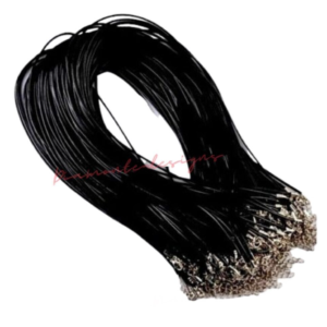 18" PU Black Leather Necklace's & Extender Chain 2mm Cord Jewellery UK SELLER
